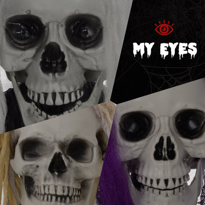 HOMCOM Set of 3 Hanging Skeleton Halloween Decorations, Scary Flying Ghost for Garden, Party, 90/110/170cm