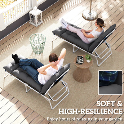 Outsunny Sun Lounger Cushions Only, 190x56x10cm Garden Lounge Chair Cushions Set of 2, UPF20+ 220gsm Fabric, Thick Sunbed Replacement Cushions with 6 Ties, Dark Grey 