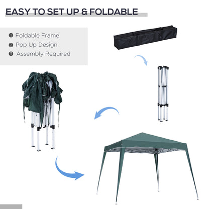 Outsunny 3 M x 3 M Base/ 2.5 M x 2.5 M Top Pop Up Gazebo with Carry Bag, Height Adjustable Slant Leg Party Tent Instant Event Shelter for Garden, Patio, Green 