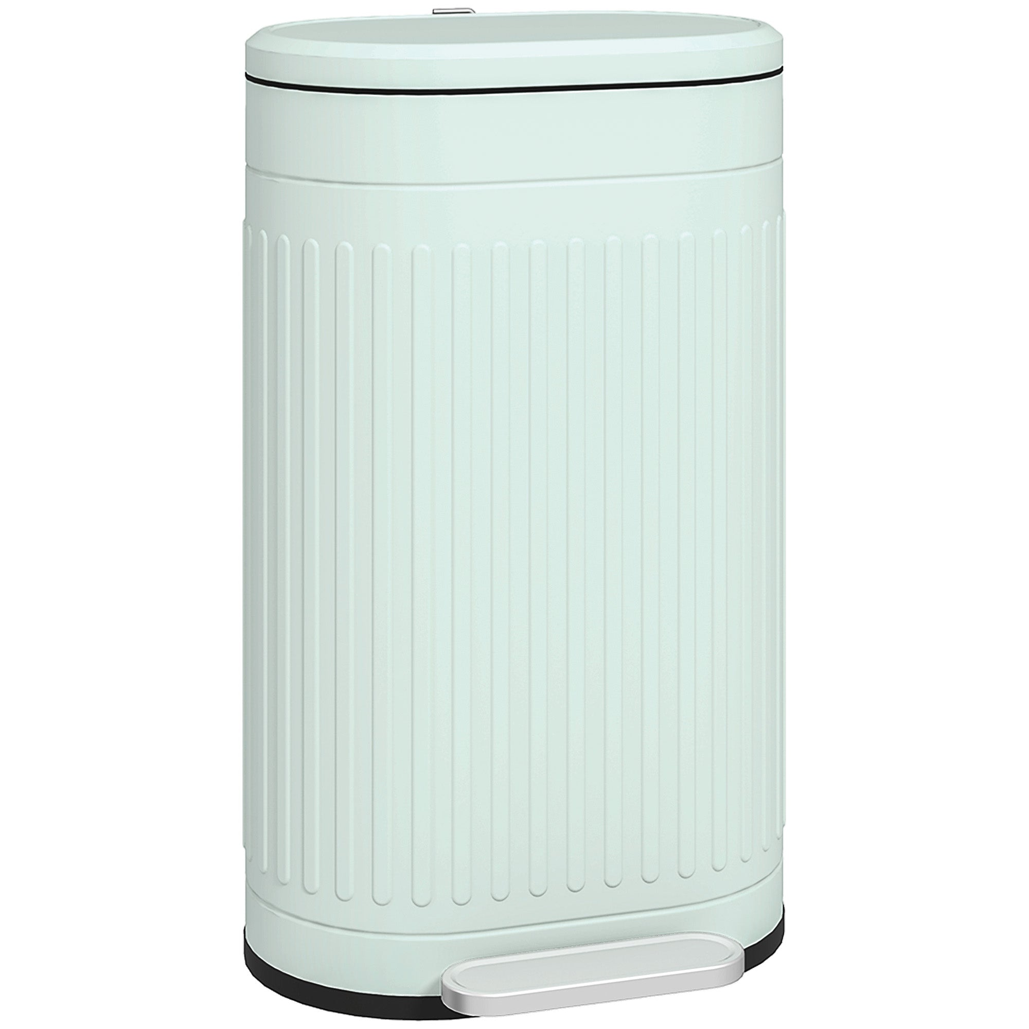 HOMCOM 30L Metal Kitchen Bin, with Soft-Close Lid - Light Green 