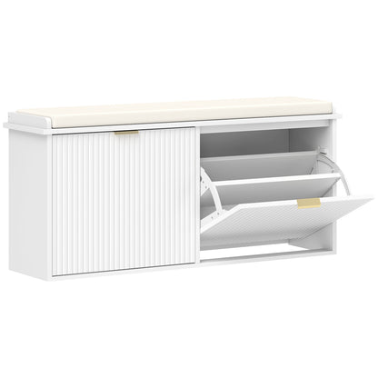 HOMCOM Elegant Ten Shoe Bench, with Top Seat - White 