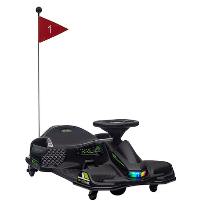 HOMCOM 12V Kids Electric Go Kart with Music, LED Lights, Slow Start, Black 