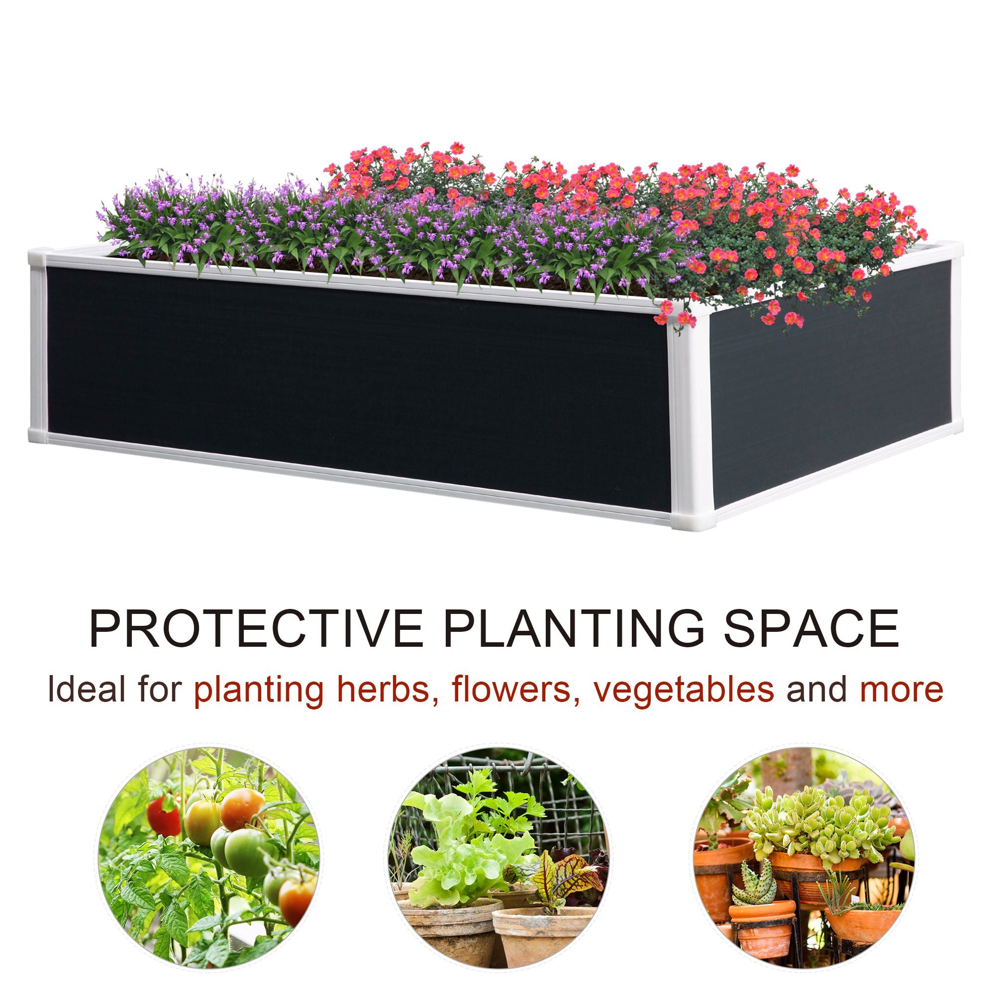 Outsunny 302L Raised Garden Bed, Weather-resistant PP Planter Box Containers for Outdoor Patio Plant Flower Vegetable, 120 x 90 x 30 cm 