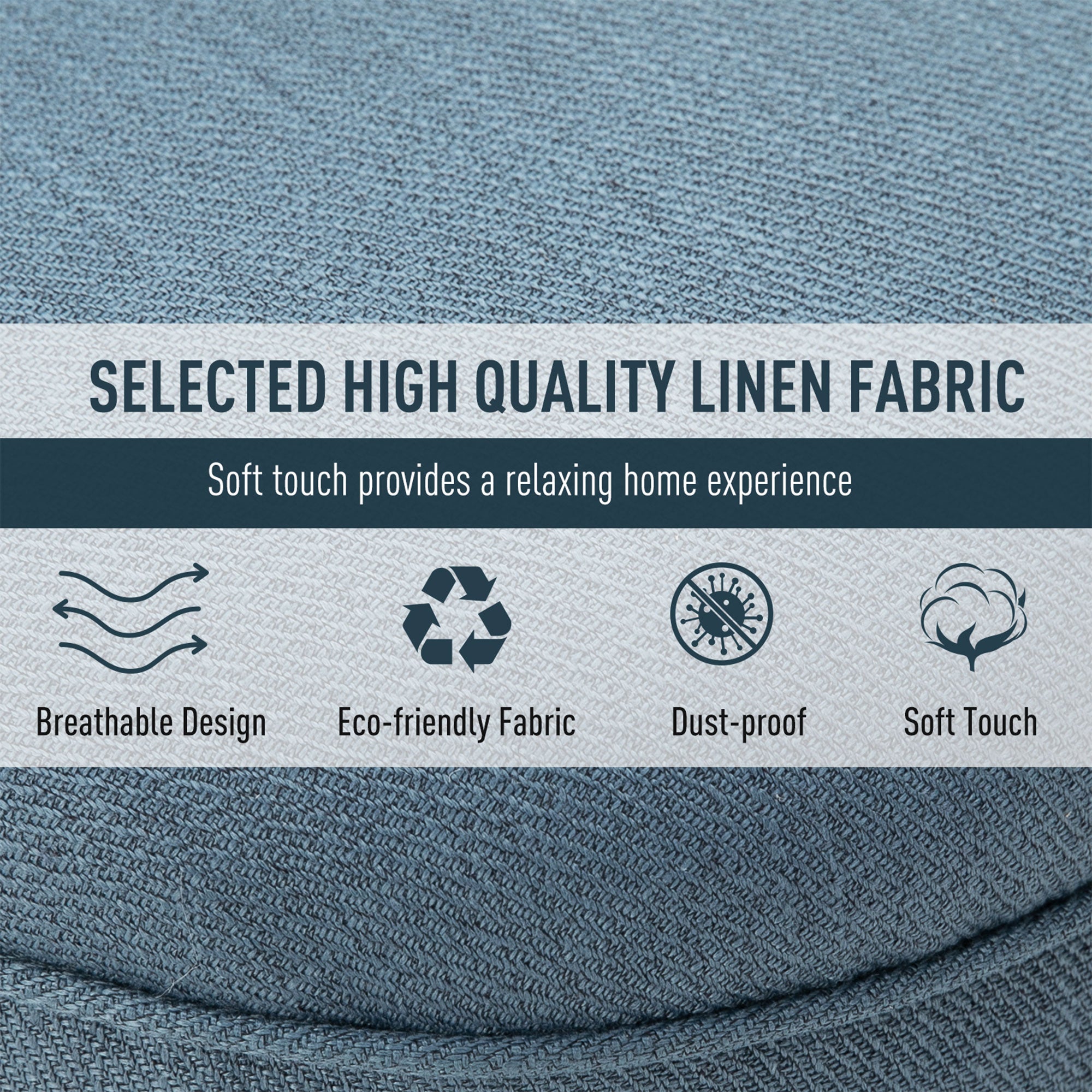 HOMCOM Fabric Single Sofa, Tub Chair, Upholstered Bedroom Chair with Pillow, Solid Wood Leg for Home, Living Room, Dining Room, Set of 2, Blue 