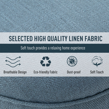 HOMCOM Fabric Single Sofa, Tub Chair, Upholstered Bedroom Chair with Pillow, Solid Wood Leg for Home, Living Room, Dining Room, Set of 2, Blue 