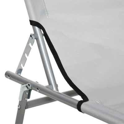 Outsunny 2 Pieces Outdoor Foldable Sun Lounger, 4 Level Adjustable Backrest Reclining Sun Lounger Chair with Angle Adjust Sun Shade Awning for Beach, Garden, Patio, Light Grey 
