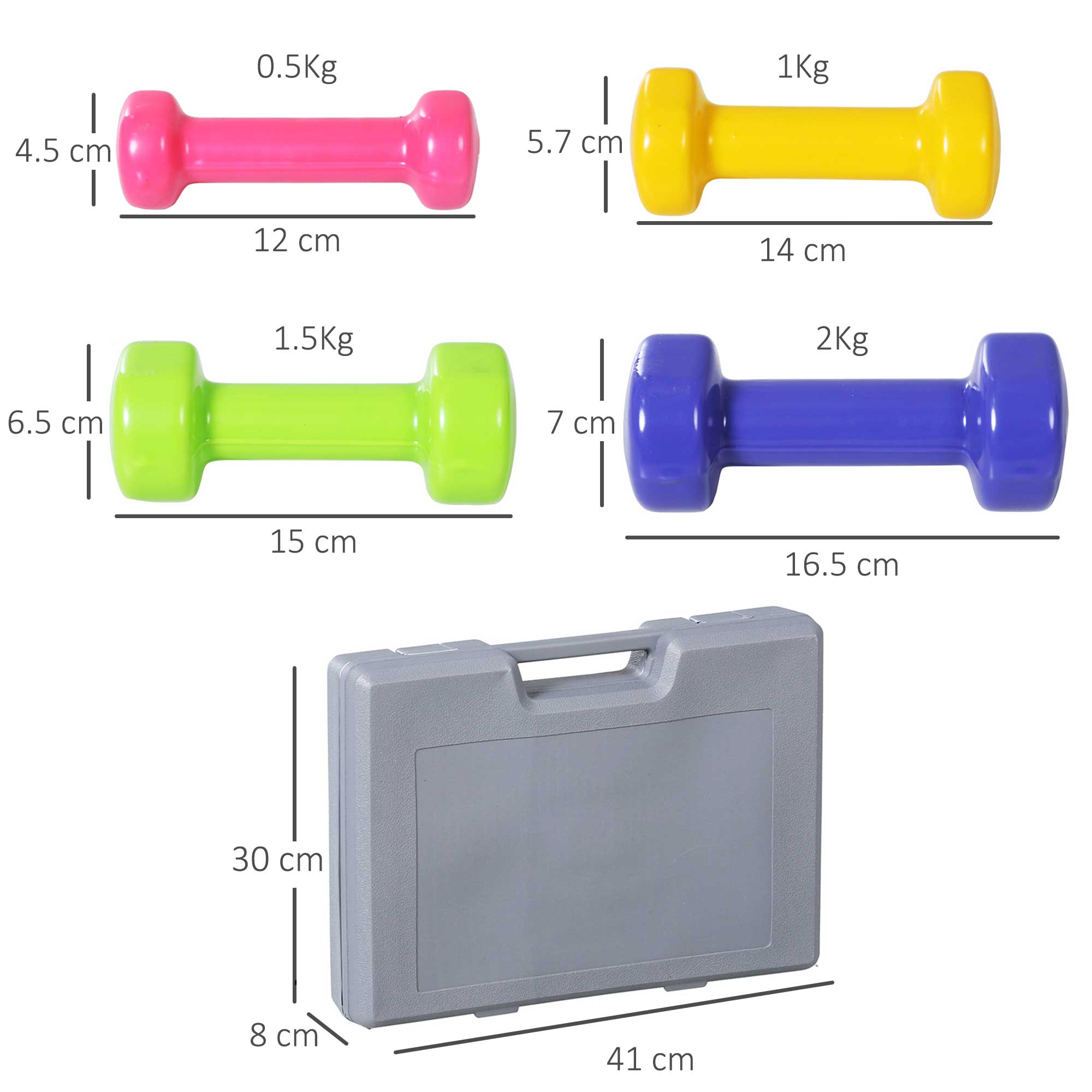 HOMCOM 10KG Dumbbells Set with Carry Case, Hand Weights for Women and Men Home Gym Weight Lifting Training 