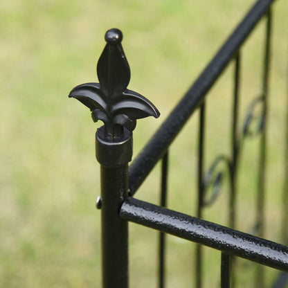 Outsunny Metal Garden Arbor Arch with Double Doors, 2 Side Planter Baskets, Climbing Vine Frame, Black 