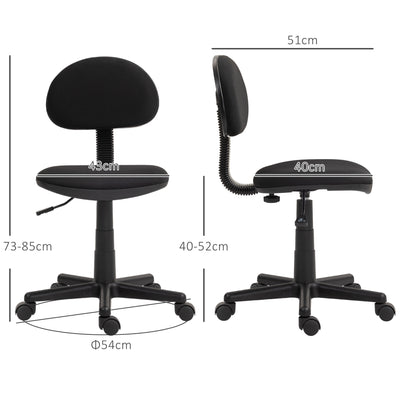 HOMCOM Small Armless Office Chair - Black 