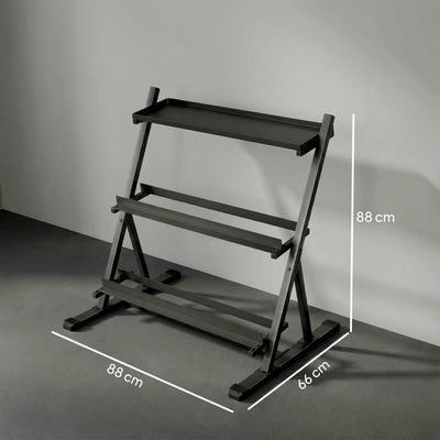 SPORTNOW 3-Tier Adjustable Dumbbell Rack, Heavy-Duty Weight Rack for Dumbbells, Kettlebells and Multiple Balls, Space-Saving Weight Storage Stand for Home Gym, 200 KG Capacity 
