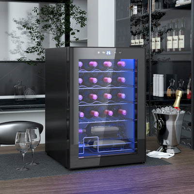 HOMCOM 20 Bottle 5-18\'e2\'84\'83 Countertop Wine Fridge - Black 