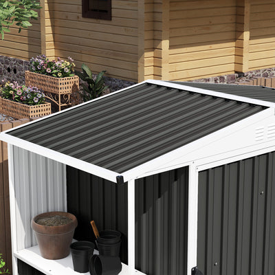 Outsunny Set of 12 Corrugated Steel Roof Sheet Panels - Black 