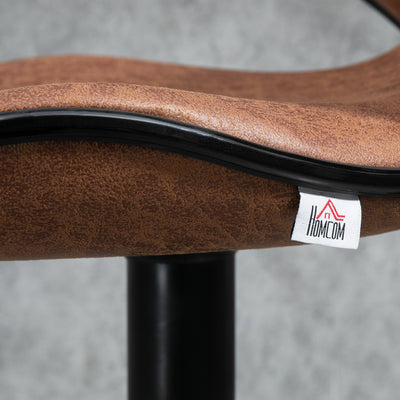 HOMCOM Bar Stool Set of 2 Microfiber Cloth Adjustable Height Armless Chairs with Swivel Seat, Brown 
