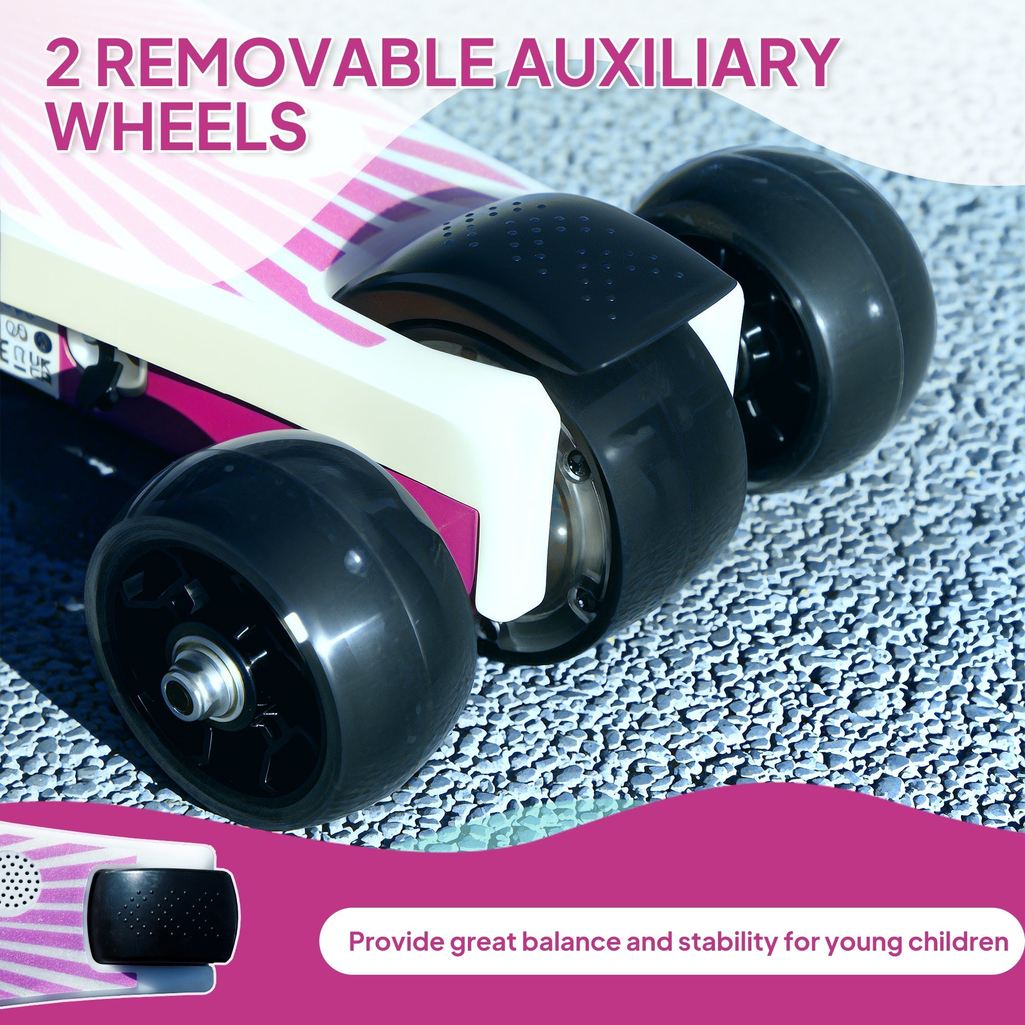 AIYAPLAY Electric Scooter for Kids Ages 4-7, with Auxiliary Rear Wheels, Flashing LED Light and Electric Brake, Kids Electric Scooter for Boys Girls, 6 KM/H & 8 KM, Purple 