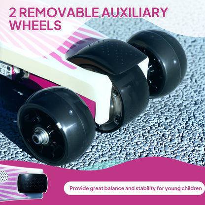 AIYAPLAY Electric Scooter for Kids Ages 4-7, with Auxiliary Rear Wheels, Flashing LED Light and Electric Brake, Kids Electric Scooter for Boys Girls, 6 KM/H & 8 KM, Purple 