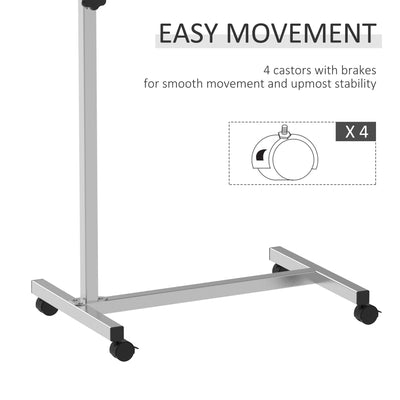 HOMCOM Height Adjustable Over Bed Table with Wheels, C Shaped Laptop Desk, Portable Hospital Bed Table for Living Room, Bedroom, Black 