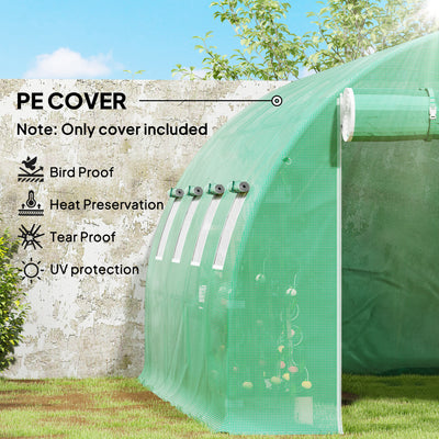 Outsunny 4 x 3 x 2m Polytunnel Greenhouse Replacement Cover ONLY Winter Garden Plant PE Cover for Tunnel Walk-in Greenhouse with Roll-up Windows Door Outdoor, Green 
