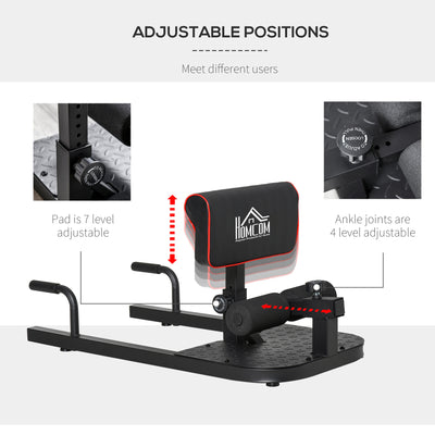 HOMCOM Squat Machine with Push Up Stand, Padded Hip Thrust Bench with Adjustable Cushion for Home Gym Work Out, Black 