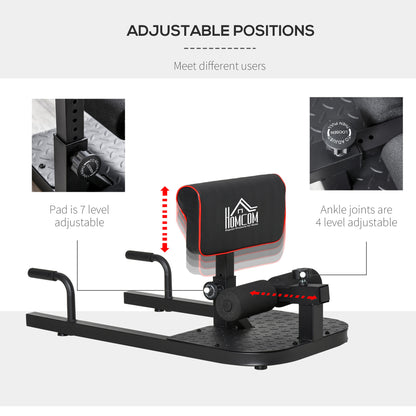 HOMCOM Squat Machine with Push Up Stand, Padded Hip Thrust Bench with Adjustable Cushion for Home Gym Work Out, Black 
