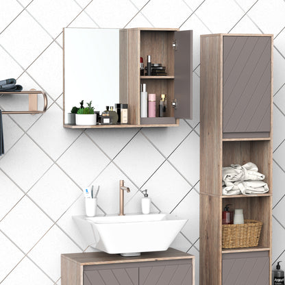 HOMCOM Bathroom Mirror Cabinet, Wall-Mounted Bathroom Cabinet with Mirror and Adjustable Inner Shelf,  57L x 14.2W x49.2H cm 