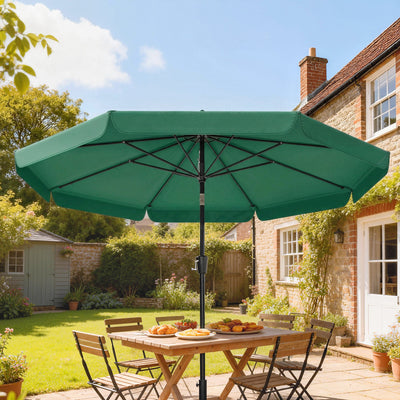 Outsunny 3 m Garden Parasol with Tilt Mechanism & Crank Handle, UPF 30+ Patio Umbrella Outdoor Table Umbrella, Green 