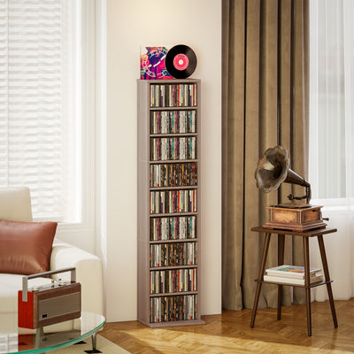 HOMCOM 260 Narrow CD Storage Unit - Natural Wood Finish 