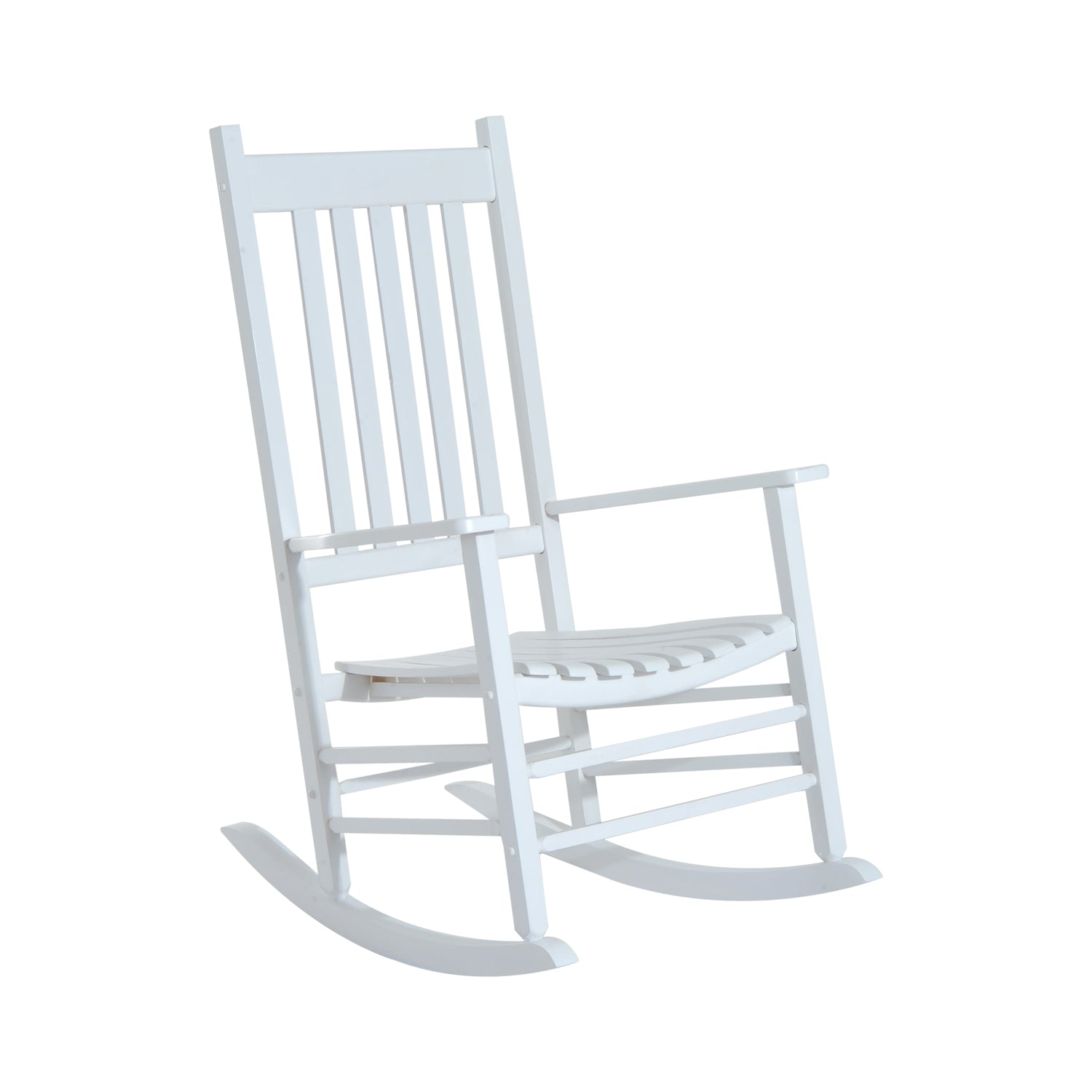 Outsunny Outdoor Porch Rocking Chair Armchair Wooden Patio Rocker Balcony Deck Garden Seat White 