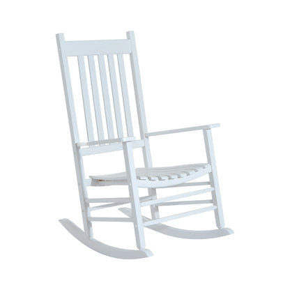 Outsunny Outdoor Porch Rocking Chair Armchair Wooden Patio Rocker Balcony Deck Garden Seat White 
