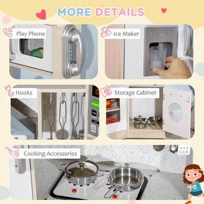 HOMCOM Kids Kitchen Playset, with Accessories, Storage Space 