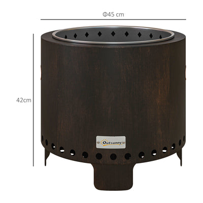 Outsunny Metal Wood-burning Smokeless Fire Pit, Black 