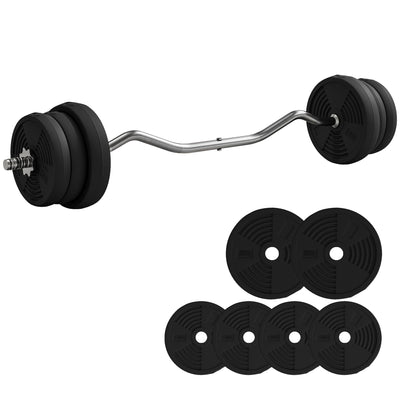 SPORTNOW 25kg Barbell Set, Adjustable Weights with Curl bar and Non-Slip Handle, for Women and Men Weight Lifting Training 