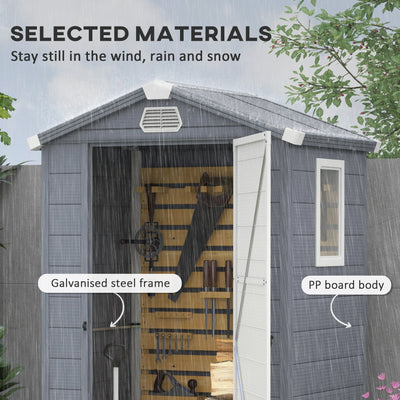 Outsunny 4.4ft x 3.3ft size Aluminium Frame and Plastic Wall Shed, with Foundation - Grey 
