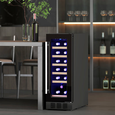 HOMCOM 19 Bottle 5-18\'e2\'84\'83 Wooden Rack Wine Fridge - Black 