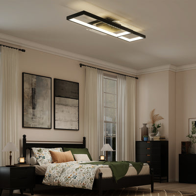 HOMCOM LED Ceiling Light, Modern Dimmable Ceiling Light with Wall Switch & Remote Control, Flush Mount Fixture Lamp with 3000-6000K Colour Temperatures for Living Room, Bedroom, Black 