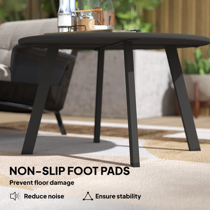 Outsunny 70cm Round Coffee Table, Outdoor Garden Table with Non-Slip Foot Pads and Metal Frame for Garden, Terrace, Balcony, Living Room, Black 