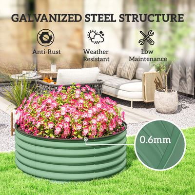 Outsunny Galvanised Raised Garden Bed with Safety Edging, Outdoor Raised Planter Box with Gloves, 120 x 120 x 43cm, Light Green 
