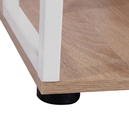HOMCOM Computer Desk with Drawers and Bookshelf, Writing Desk for Home Office with Storage Shelves, Study Workstation, Oak 