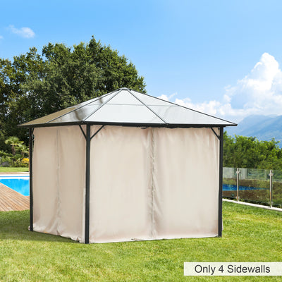Outsunny Replacement Gazebo Curtains, 4-Panel Gazebo Side Panels Only, for 3 x 3 (M) Gazebos or Pergolas, Hooks/C-Rings Included, Beige 