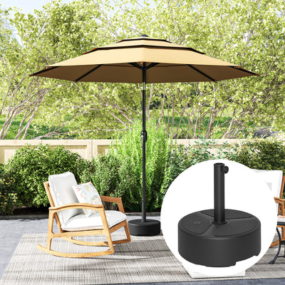 Outsunny Round Garden Parasol Base, Garden Umbrella Stand Heavy Duty Parasol Base, Filled Up to 20kg with Stand or 18kg with Water for Garden, Poolside, Black 