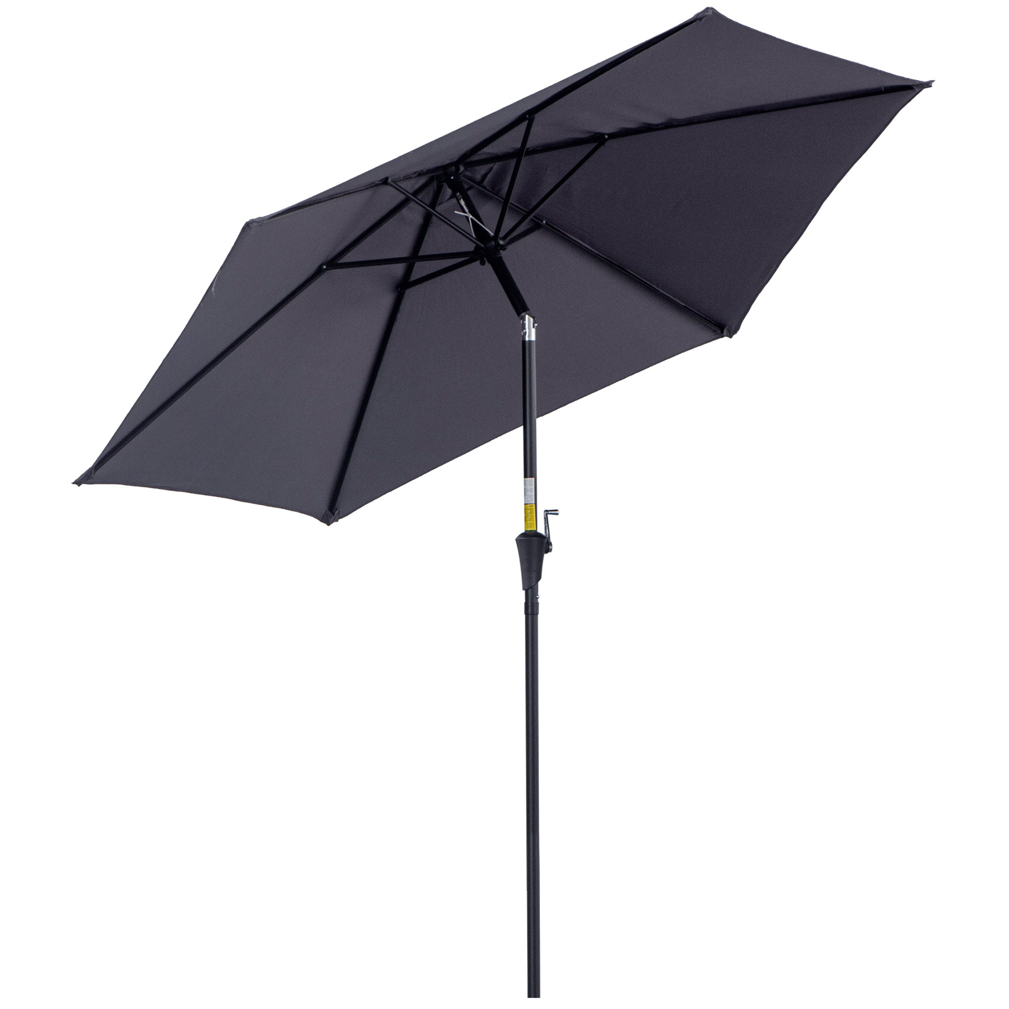 Outsunny 2.6M Garden Parasol Umbrella with Tilt and Crank, Outdoor Sun Parasol Sunshade Shelter with Aluminium Frame, Grey 
