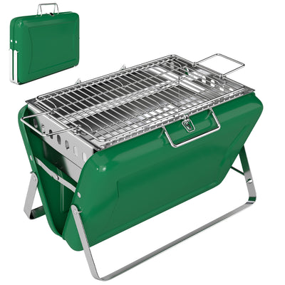 Outsunny Charcoal BBQ Grill Portable Stainless Steel Barbecue with Tilting Grate for Camping Picnic Garden Dark Green 
