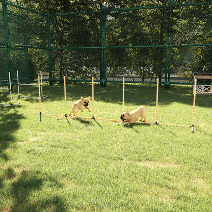 PawHut Dog Agility Equipment Pet Outdoor Training Play Run Obstacle w/ 6 Weaves Poles Whistle Carrying Bag 