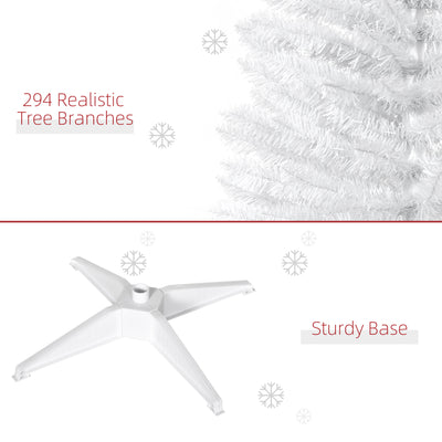 HOMCOM 5ft Unlit Artificial Christmas Tree, Pencil Slim Xmas Tree with Solid Stand and Realistic Branches, White 