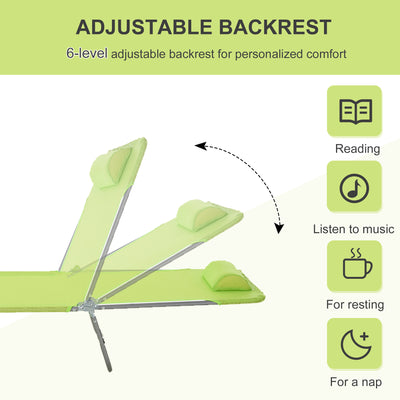Outsunny Single Folding Sun Lounger - Green 