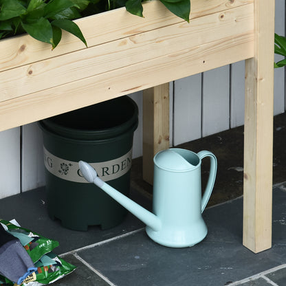 Outsunny Garden Wooden Planters， Rectangular Raised Bed,Flower Box, Fir Wood Indoor/Outdoor, Oak Tone, 86L x 46W x 76Hcm 