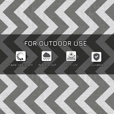 Outsunny Reversible Outdoor Rug, 1.2 x 1.8m Patio Carpet, Waterproof Plastic Rug for Garden, Deck, Picnic, Beach, Camping, Grey and White 
