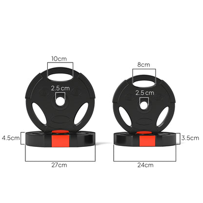 SPORTNOW Olympic Weight Plates Set, with Two 5kg and Two 2.5kg weights, Black
