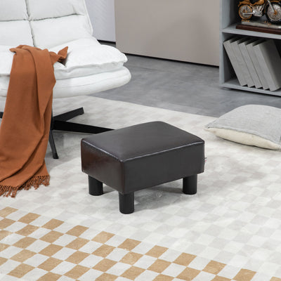 HOMCOM PU Leather Footstool Ottoman Cube with 4 Plastic Legs, Brown 