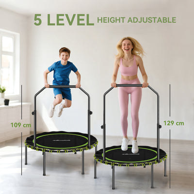 SPORTNOW 40" Foldable Fitness Trampoline Rebounder with Handle, Green 