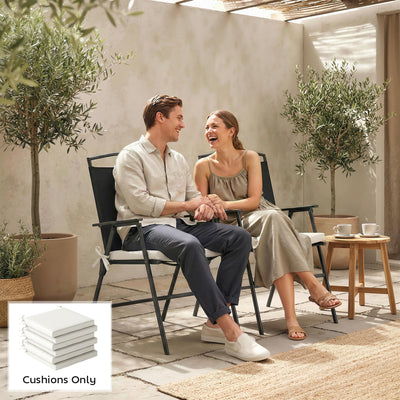 Outsunny Set of 6 Outdoor Seat Cushions with Machine Washable Cover, Water Repellent Seat Cushions Cream White 